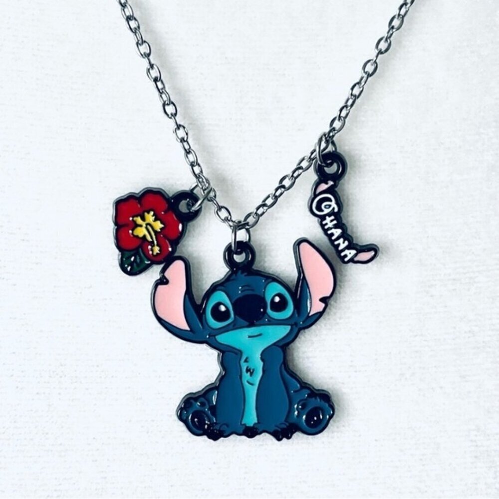 π NWOT Stitch "Ohana" Necklace β Zinc Fashion Jewelry πΊβ¨Lilo & Stitch - Picture 4 of 8